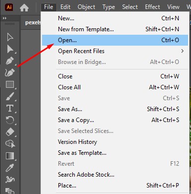 how to open photo in Illustrator