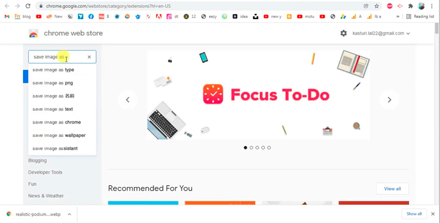 Search for the extension