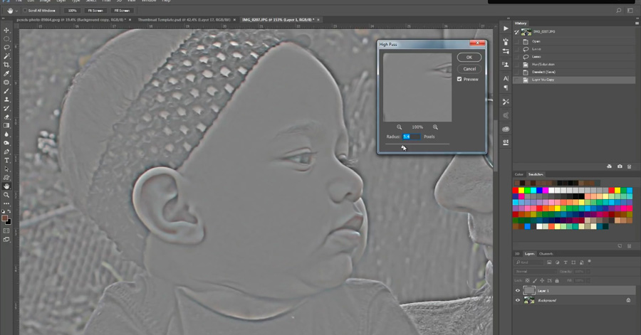 Adjusting the parameters in Photoshop