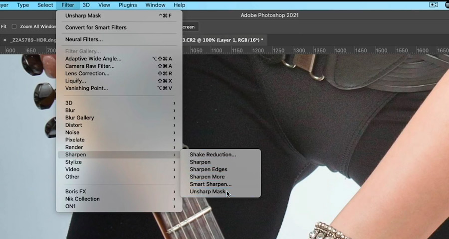 how to select unsharp mask in photoshop
