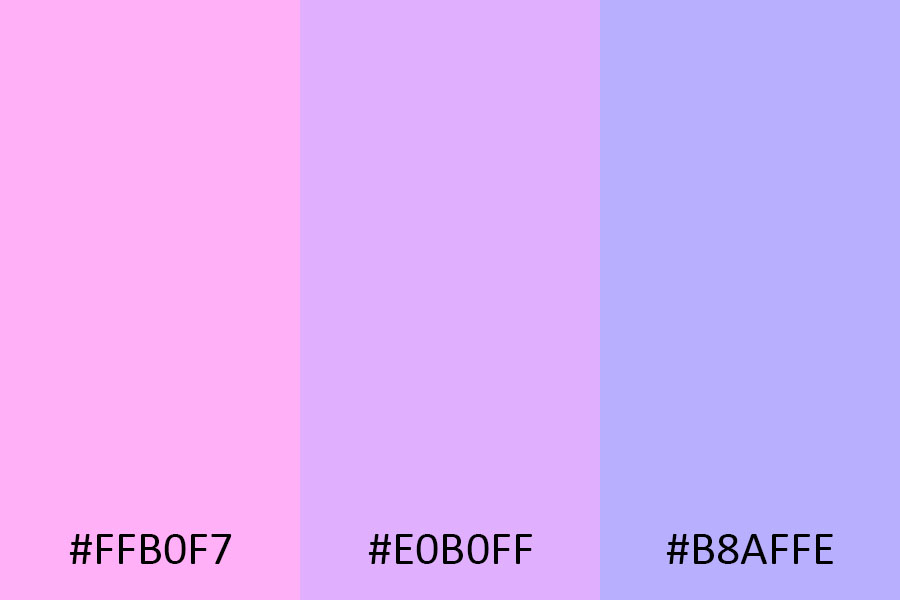 Analogous-Color-Matching-Mauve-#FFB0F7,-#E0B0FF,-and-#B8AFFE