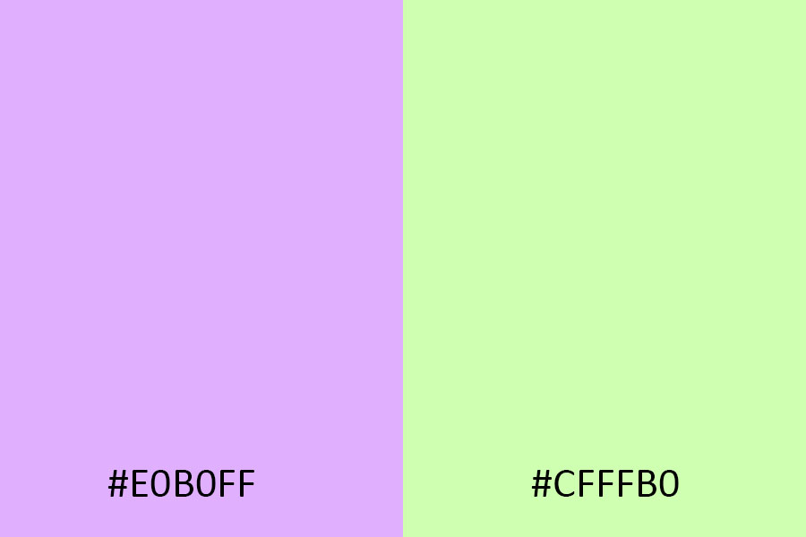 Complementary-Mauve-Color-Matching-#E0B0FF-and-#CFFFB0.