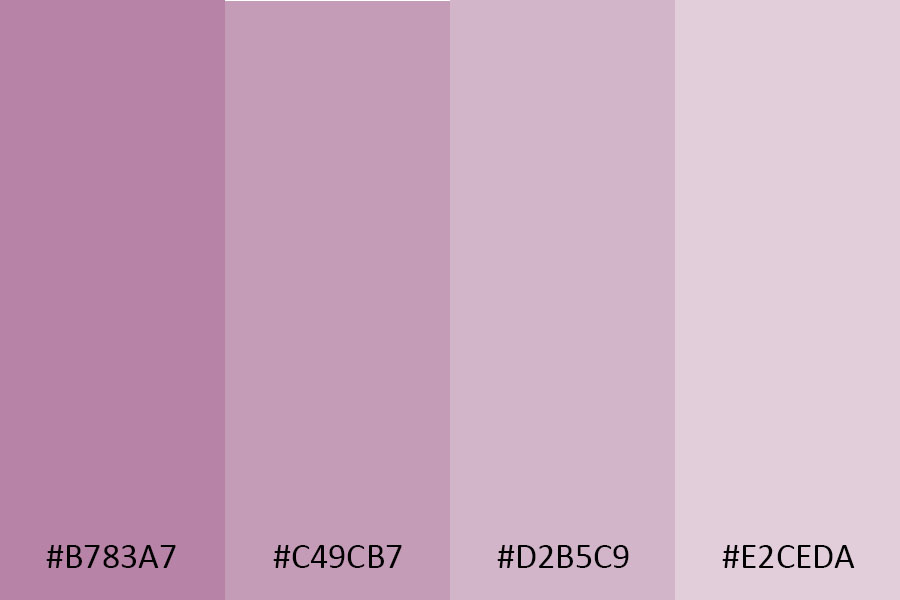 Monochromatic-Color-Matching-Mauve-#B783A7, #C49CB7,-#D2B5C9,-and-#E2CEDA