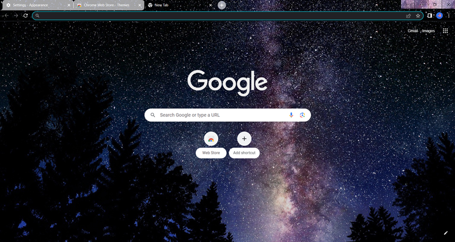 Galaxy-View Google Chrome Background
